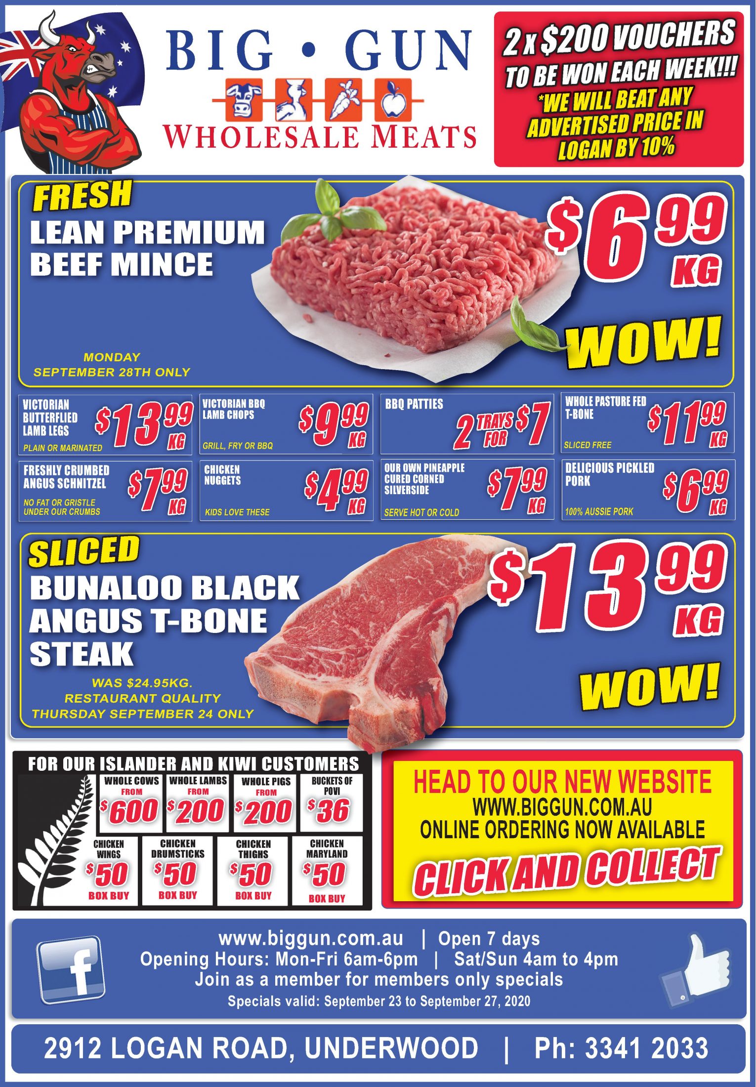 Available instore only 23rd September 27th September 2020 Big Gun Wholesale Meats
