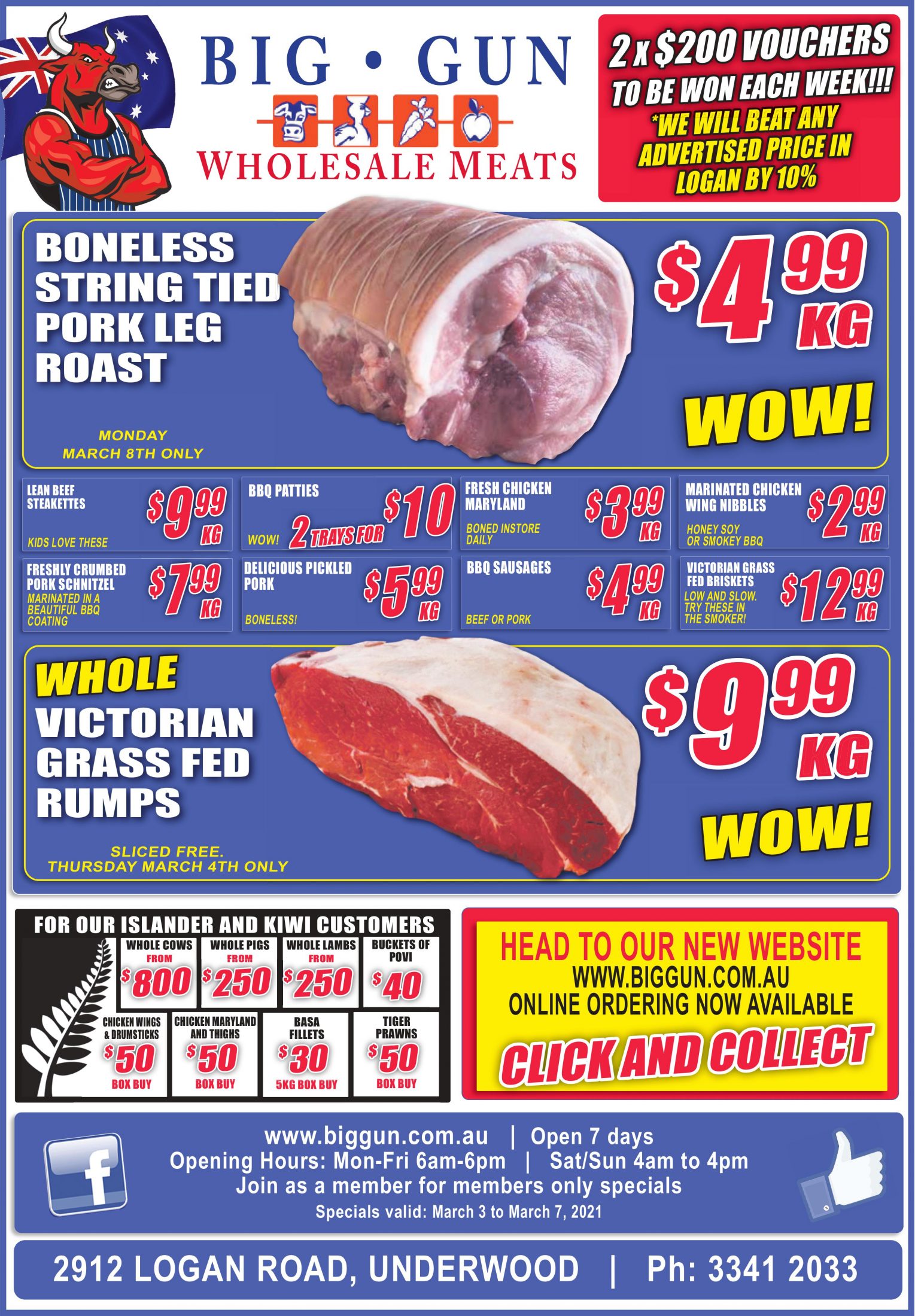 Available instore only 3rd 7th Mar 2021 Big Gun Wholesale Meats