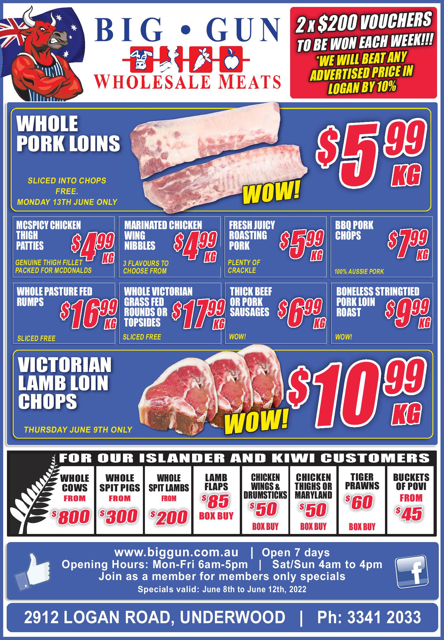 Available instore only 8th June 12th June 2022 Big Gun Wholesale Meats